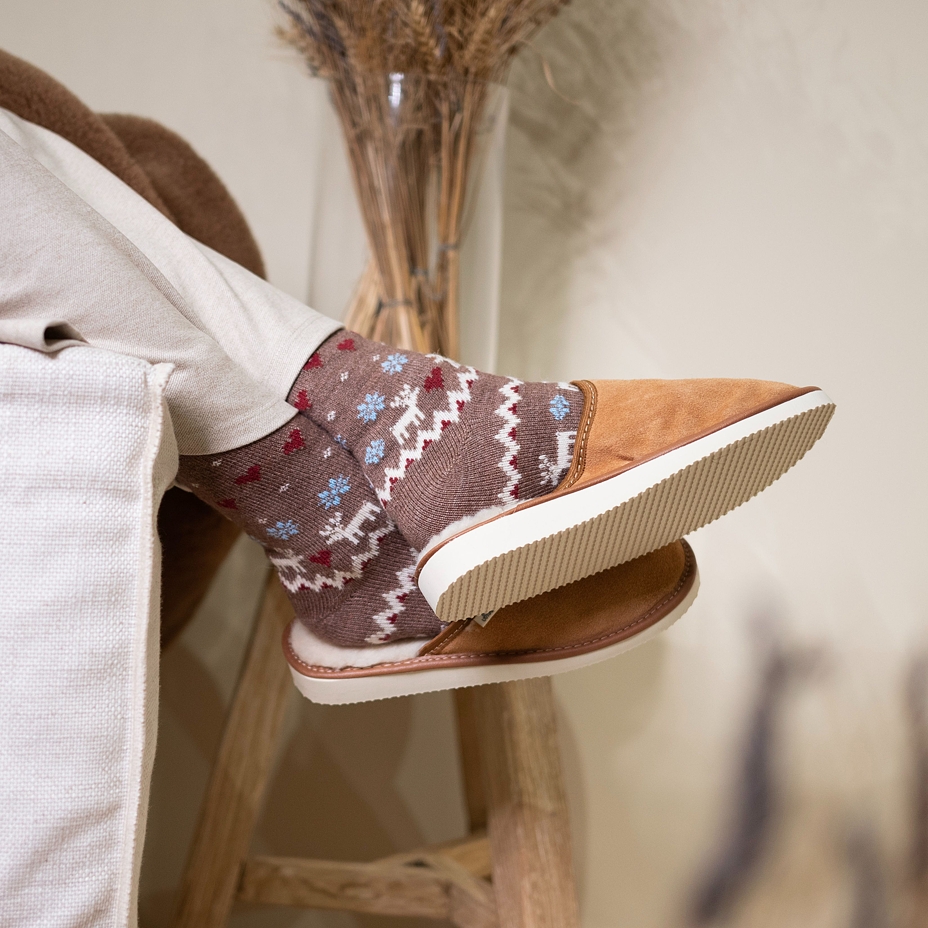 Women's Leather Slippers with Wool Lining