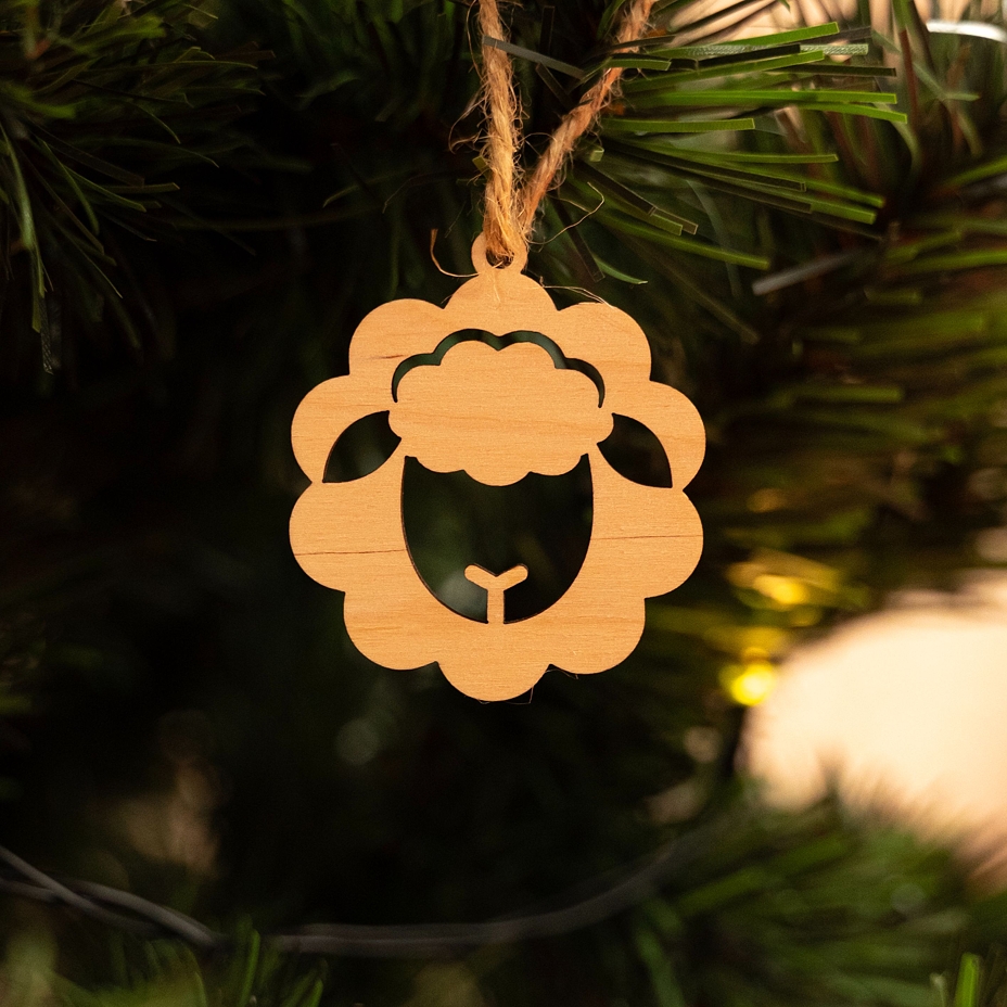 Set of wooden Christmas ornaments 5 pcs