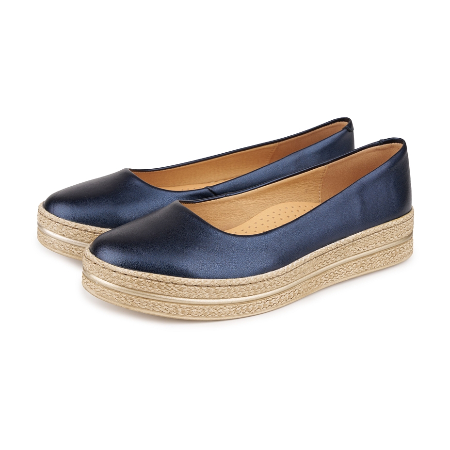 Women's platform leather ballerinas Belinda Blue