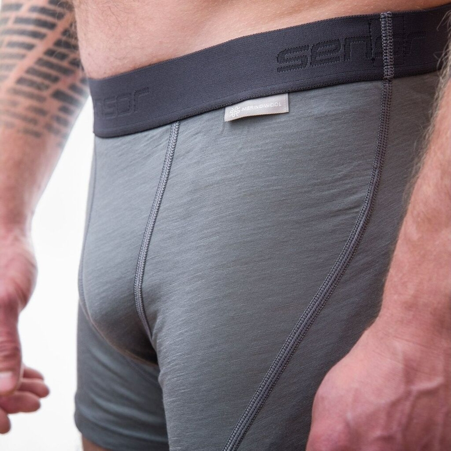 Men's functional boxer briefs Sensor Merino Active gray