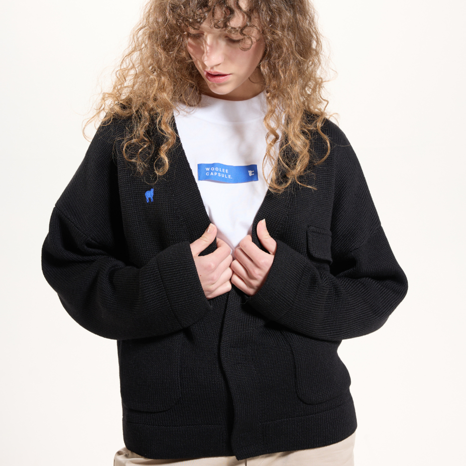 Merino Woolee Capsule wool cardigan black