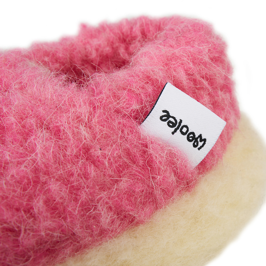 Children's low TV sheep wool slippers pink