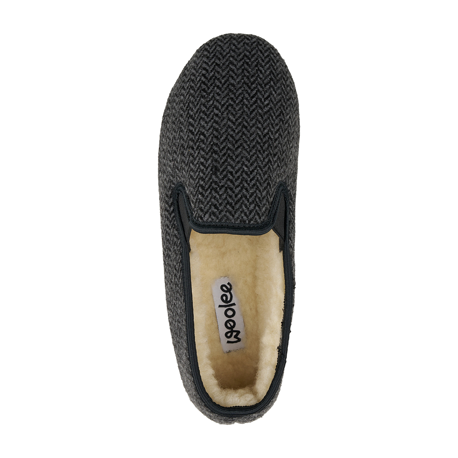Men's non-slip slippers with Merino sheep wool gray
