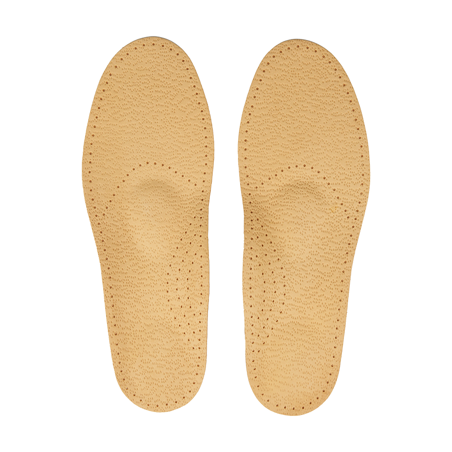 Orthopedically shaped leather inserts