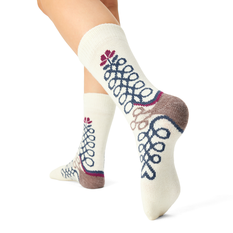 Merino Sheep Socks with a Folk Pattern Natural