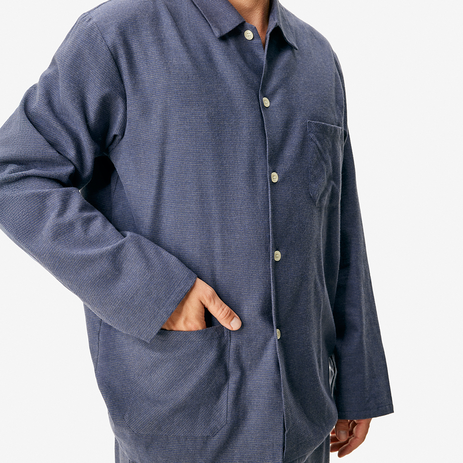 Men's flannel pajamas with Merino wool stripe