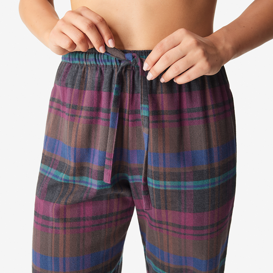 Women's flannel lounge pants, checkered, purple