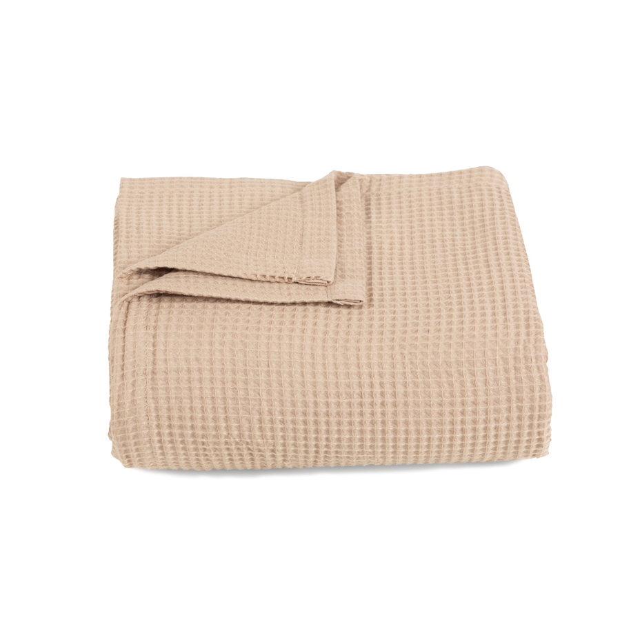 Cotton waffle throw blanket beige