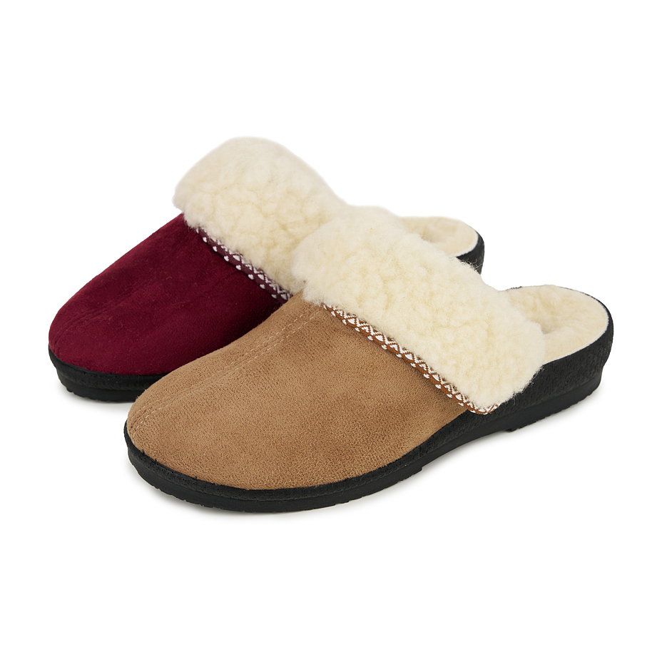 Two-pack of women's Merino wool wedge heel slippers