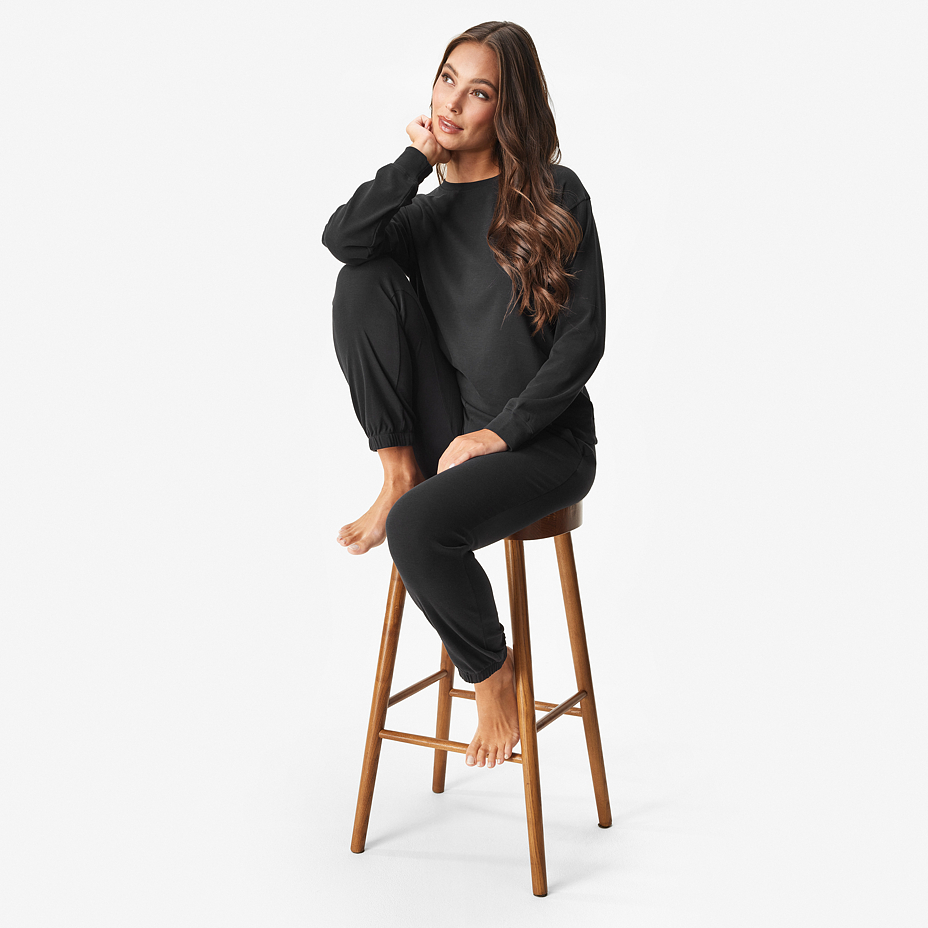 Women's sweatshirt with Merino wool black