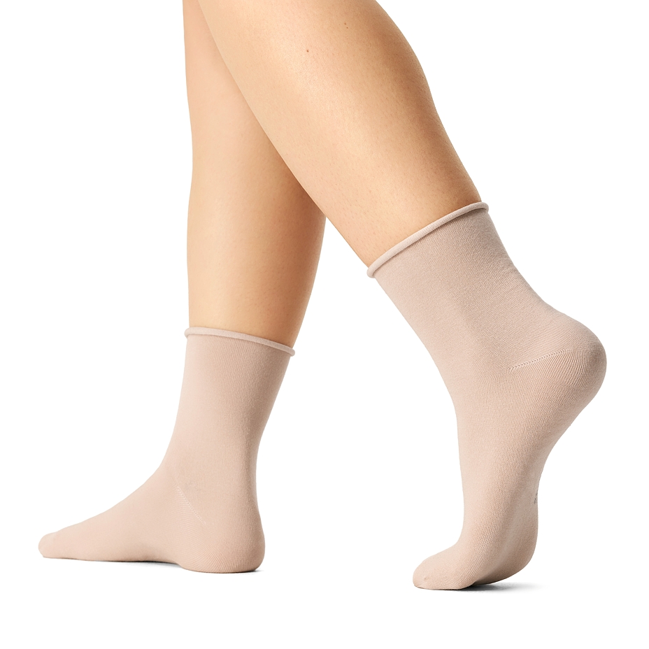 3 pairs of orthopedic cotton socks without elastic band beige