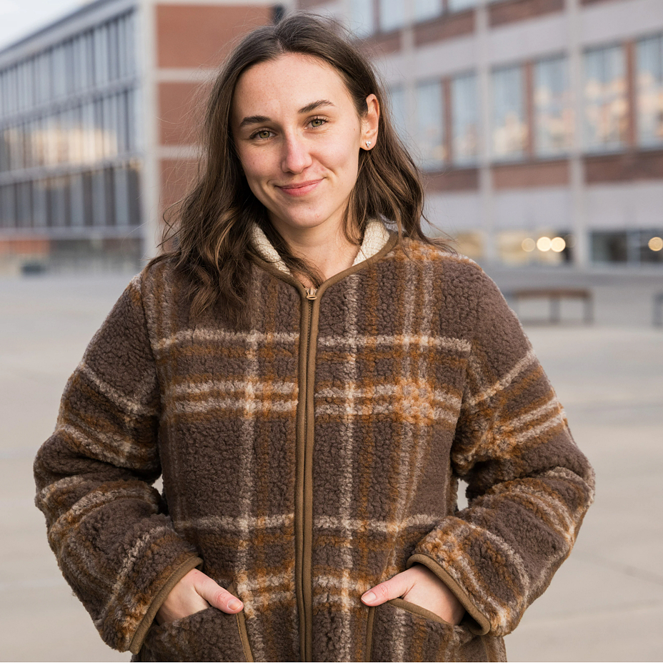 Women's wool jacket checkered brown