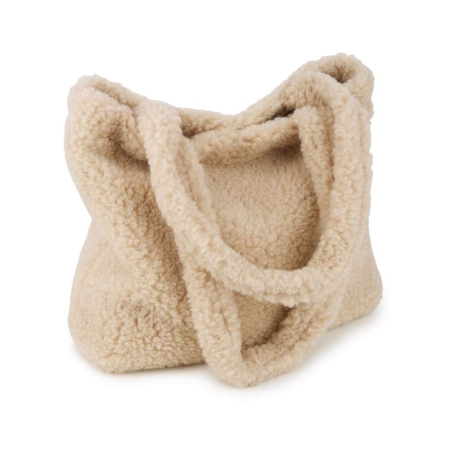 Merino wool shoulder bag beige