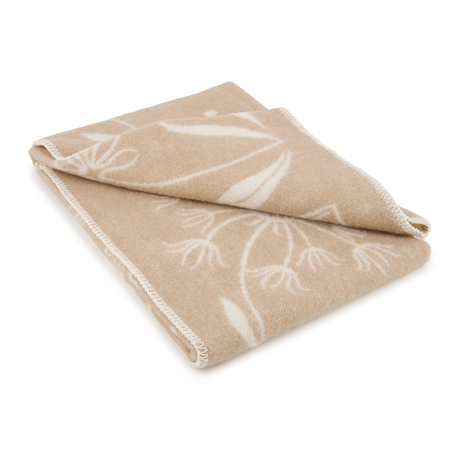 Merino wool blanket with sheep beige