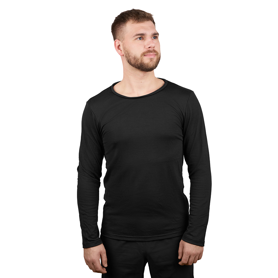 Men's Merino wool T-shirt Woolee with long sleeves black