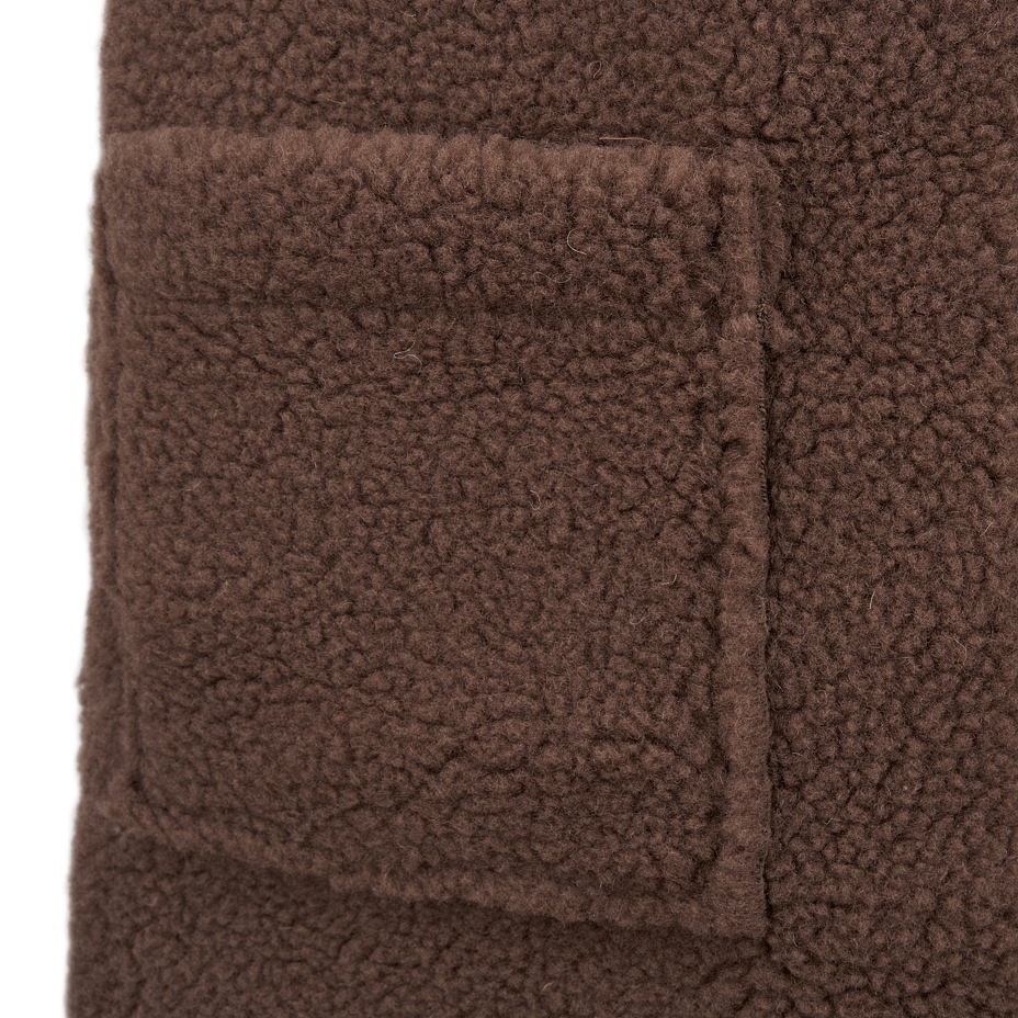 Long Merino vest with pockets brown