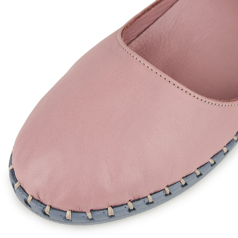 Women's leather ballerinas Melisa in pink with a grey sole
