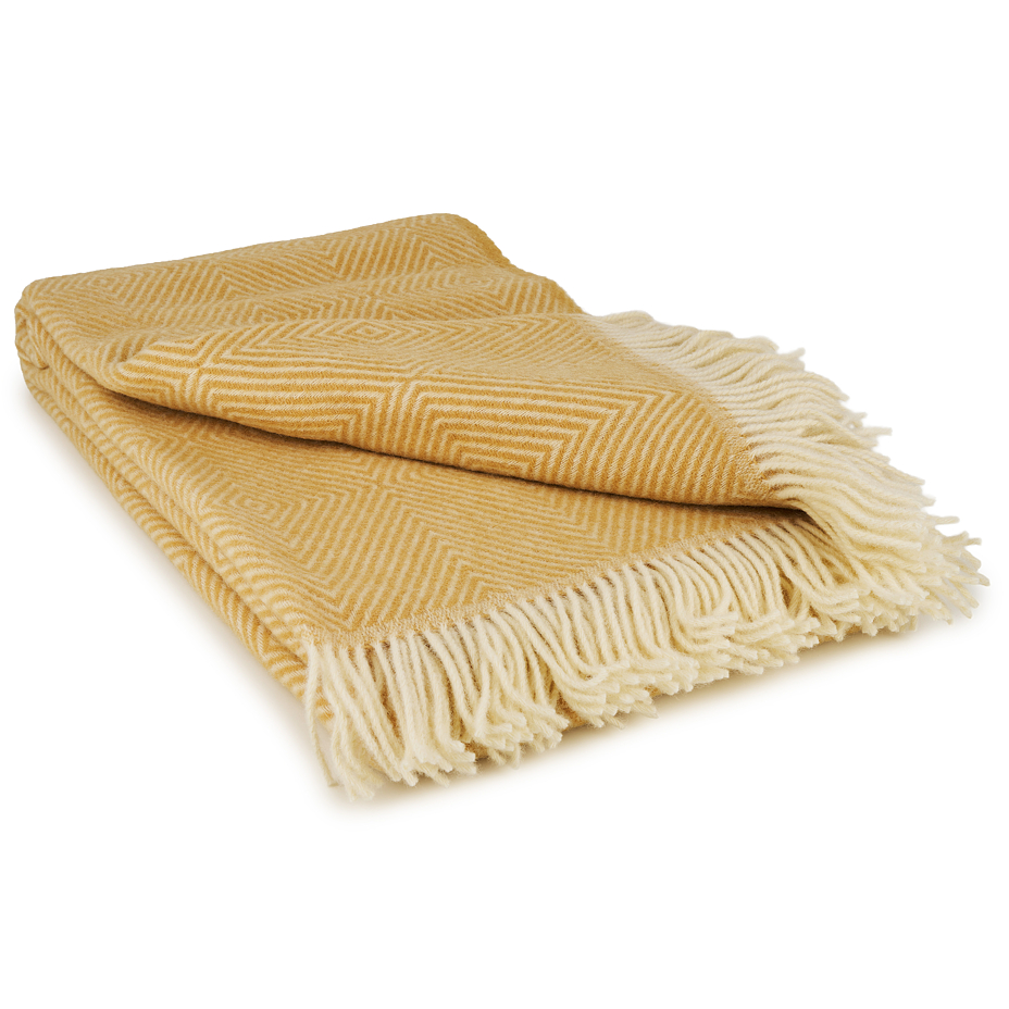 Sheep wool blanket diamond yellow