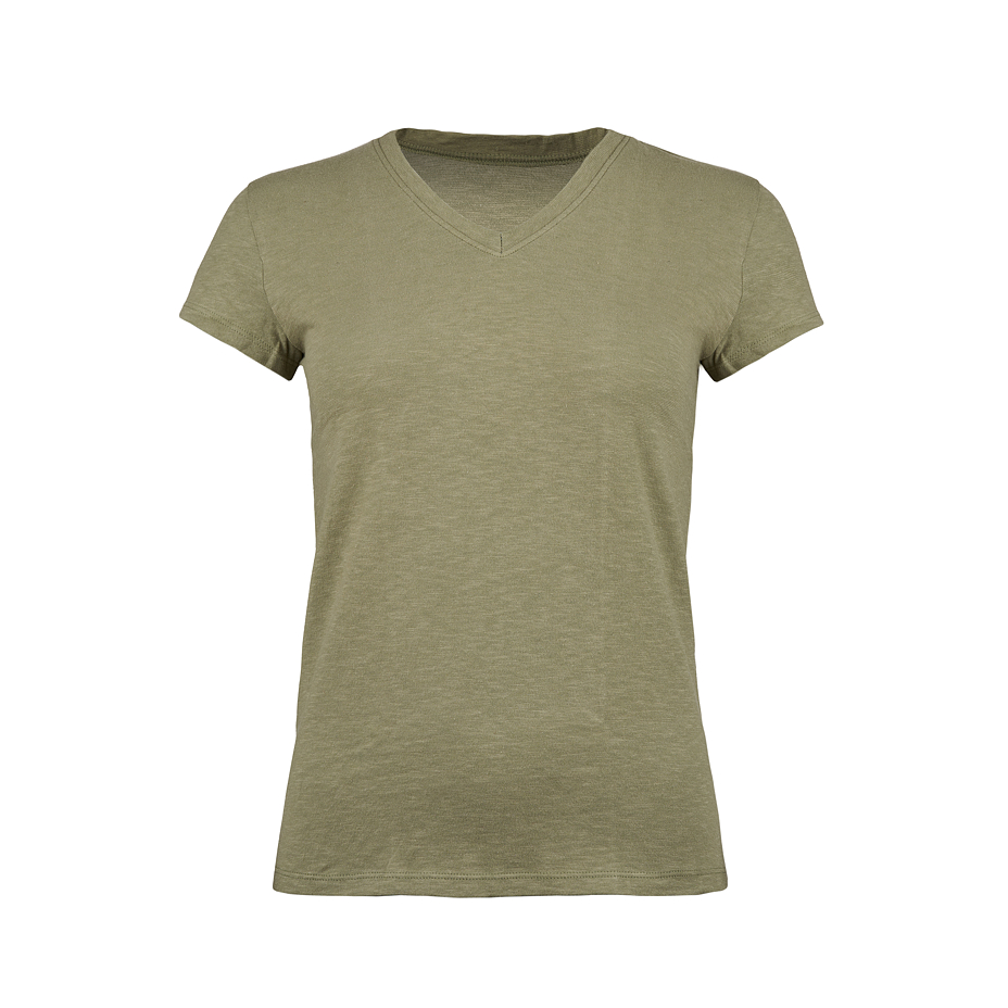 Women's cotton T-shirt with linen green