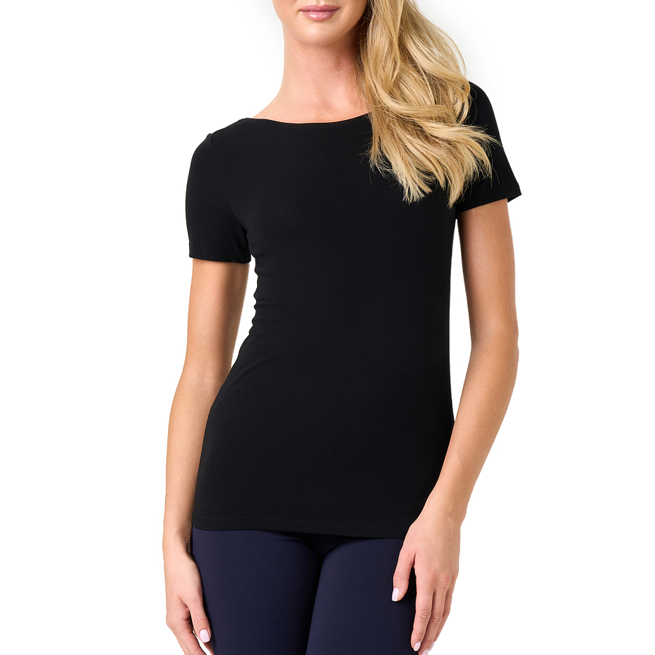 Women's modal T-shirt with silk black