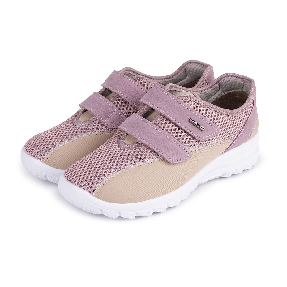 Women's breathable orthopedic sneakers with velcro Pink