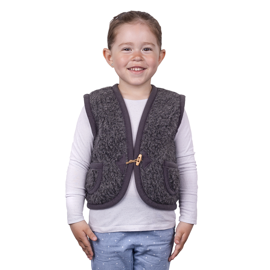 Kids’ Toggle Tie Wool Vest Dark Grey