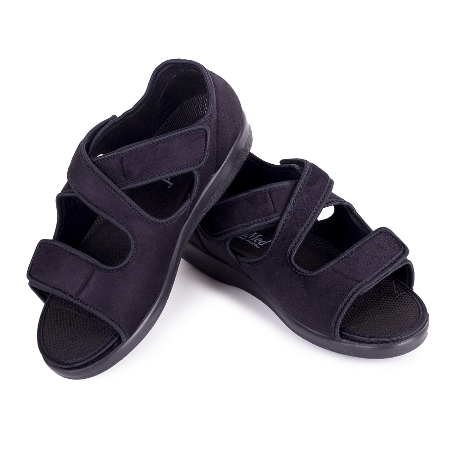 Open-Toe Wide Access Bandage Shoes Black