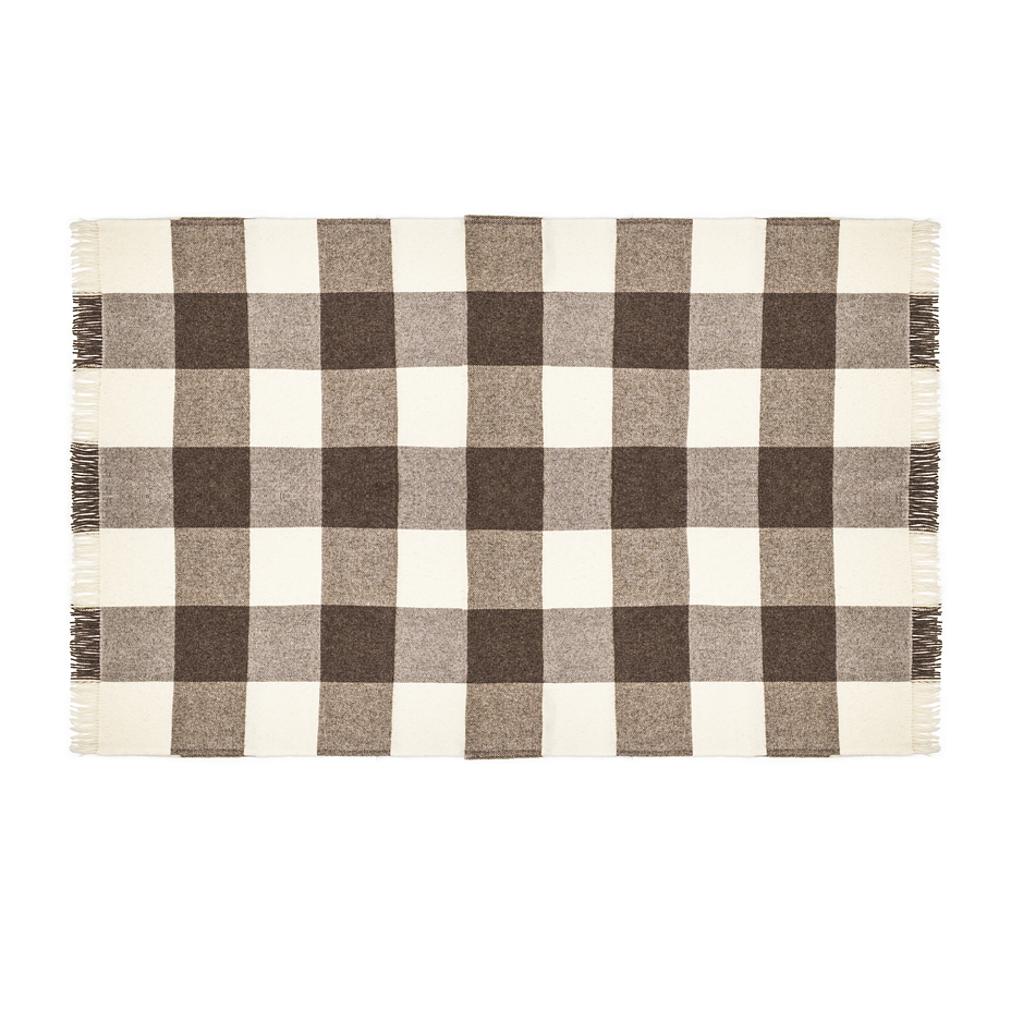 Wool Throw Brown Plaid