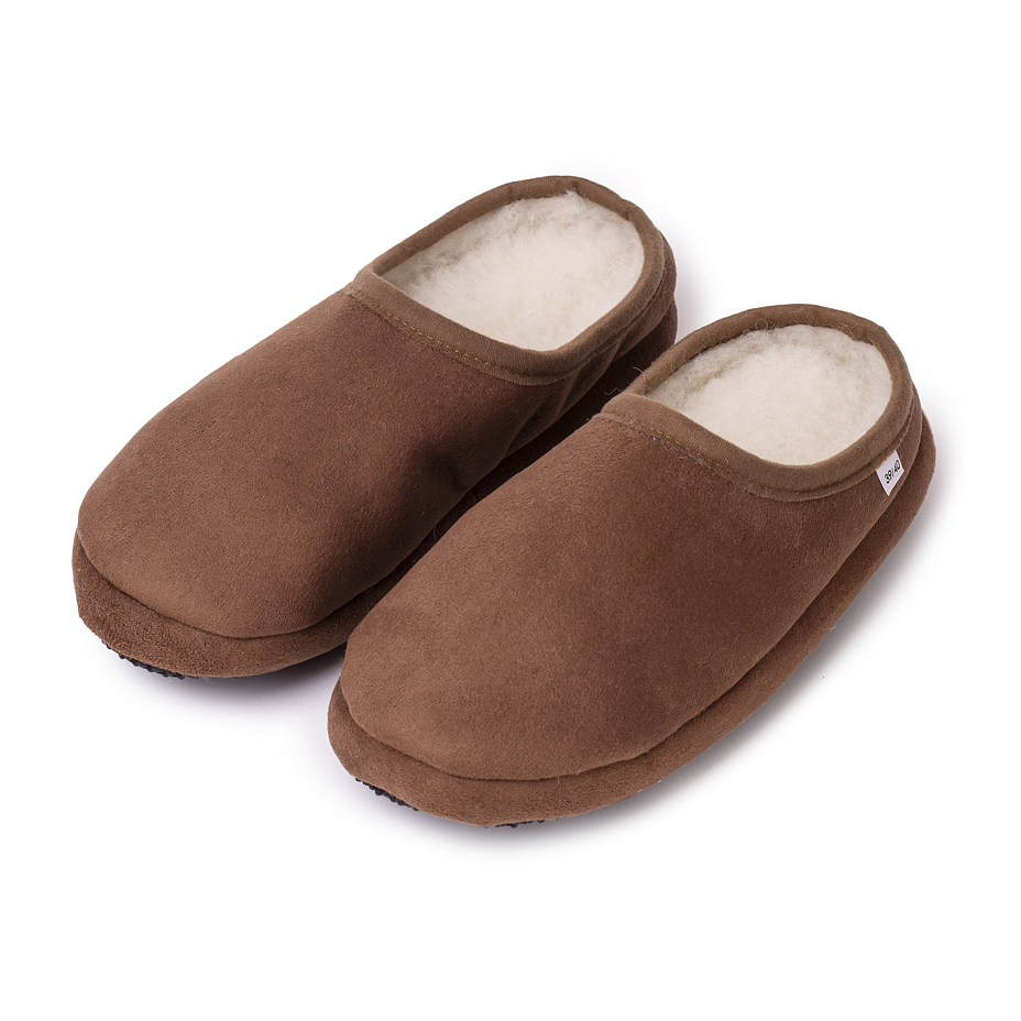 Suede Slippers with Wool Lining