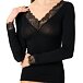 Women's long-sleeve cashmere T-shirt lace black