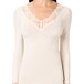 Women's long-sleeve cashmere T-shirt lace white