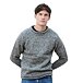 Men's wool sweater with rolled hems, grey