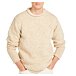 Men's wool sweater with rolled hems, natural