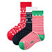 3 pairs of Christmas socks in a gift box