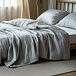 Muslin bed linen with zipper light gray