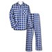 Men's flannel pajamas with long sleeves checkered, blue-white