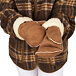 Leather mittens with sheep wool brown