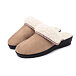 Women's Leather Wedge Heel Slippers with Wool Lining Beige