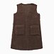 Long Merino vest with pockets brown