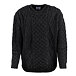 Men's wool sweater with round neck, dark gray