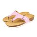 Women's leather flip-flops on cork sole on wedge Agata pink