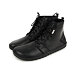 Women's barefoot leather Devon boots with dark sheep wool black