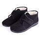 Men's Velcro Slippers Boots with Wool Lining Black