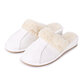 Women's Leather Wedge Heel Slippers with Wool Lining White
